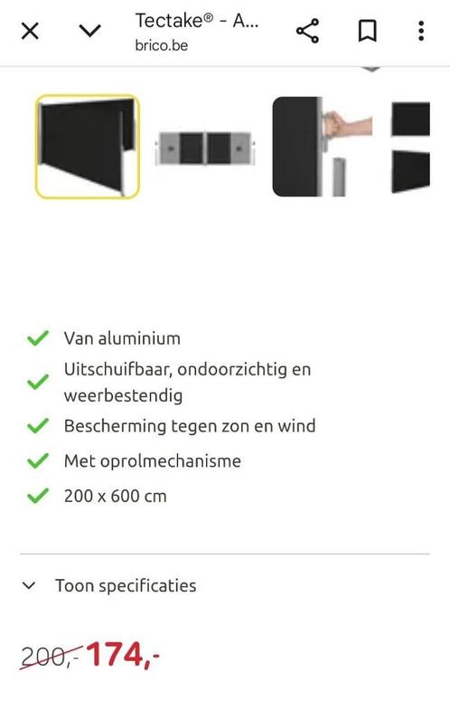 Uitschuifbare zonnewering, Tuin en Terras, Zonneschermen, Nieuw, Overige typen, 150 tot 300 cm, 250 cm tot 450 cm, Ophalen