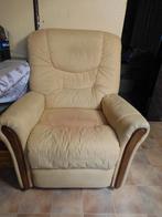 Fauteuils relax mécanique Bois / Alcantara jaune paille, 75 à 100 cm, Enlèvement, Utilisé, Tissus