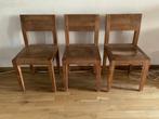 3 stoelen teak, Huis en Inrichting, Stoelen, Ophalen, Gebruikt, Hout, Drie