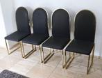4 vintage messing Hollywood regency stoelen (SETPRIJS) !!!, Metaal, Vier, Gebruikt, Ophalen