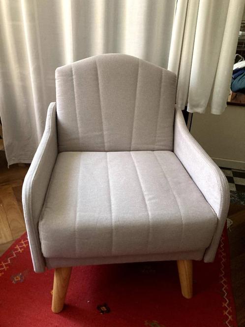 Grijze stoffen verstelbare fauteuil met 3 posities, Huis en Inrichting, Fauteuils, Zo goed als nieuw, Hout, Stof, 50 tot 75 cm