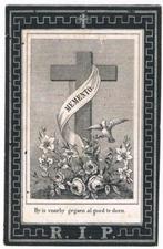 Bp. De Jonghe Joanna. ° Brugge 1800 † Brugge 1870, Collections, Images pieuses & Faire-part, Enlèvement ou Envoi, Image pieuse
