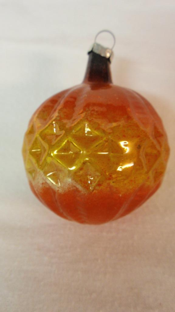 Oude glazen kerstbal goud kleurige ananas, Diversen, Kerst, Gebruikt, Ophalen of Verzenden