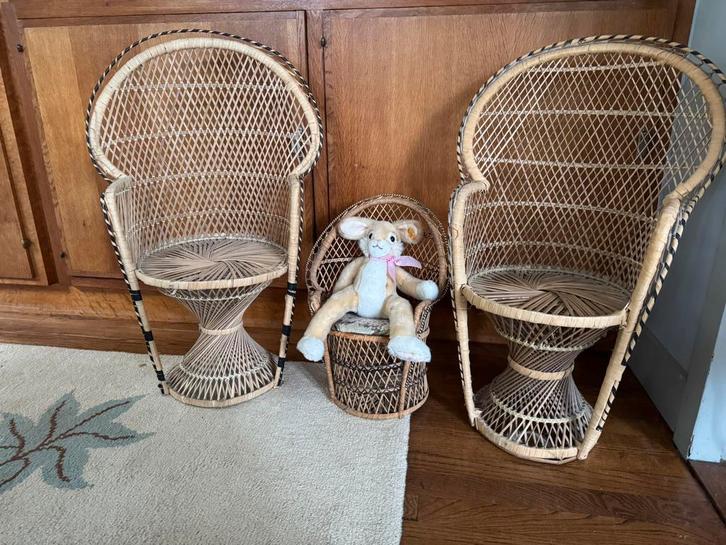 Vintage pauwenstoel kind en pop, Antiek en Kunst, Curiosa en Brocante, Ophalen