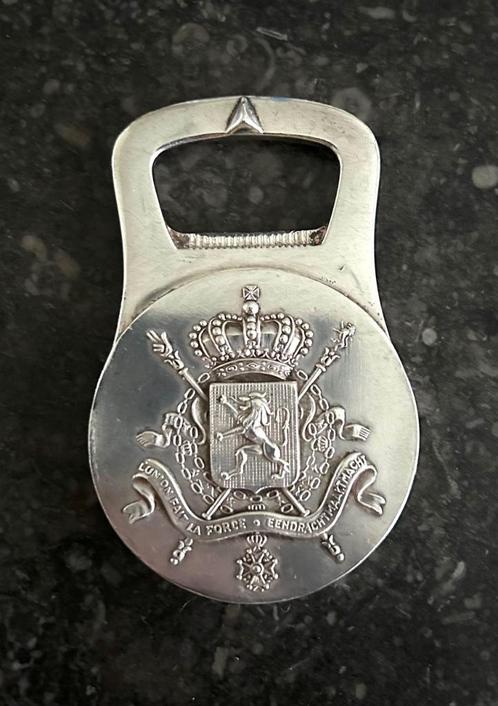 Christofle verzilverde flessenopener wapenschild België, Antiek en Kunst, Antiek | Zilver en Goud, Ophalen of Verzenden