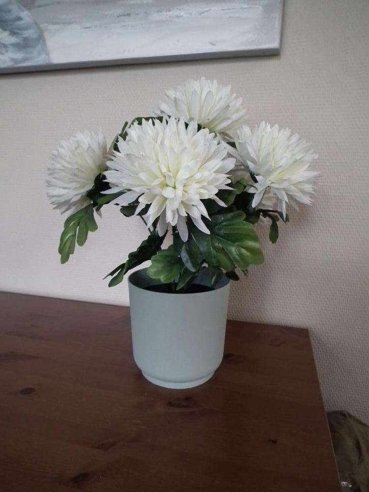 Chrysantenpot + cachepot (collectie Hamptons HOME), Huis en Inrichting, Woonaccessoires | Kunstplanten en Kunstbloemen, Nieuw