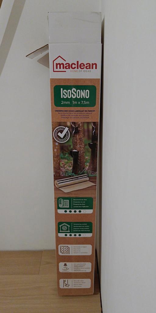 Laminaat ondervloer van maclean type IsoSono, Doe-het-zelf en Bouw, Zeil en Folie, Nieuw, Doek, 5 tot 10 m², Ophalen