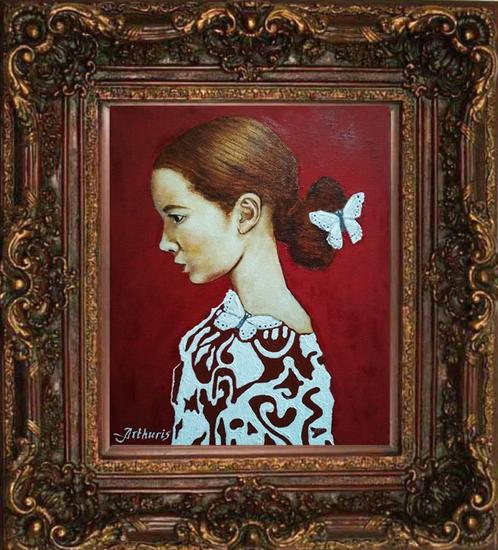 "Portret van een jong meisje" Schilderij, Antiek en Kunst, Kunst | Schilderijen | Modern, Verzenden