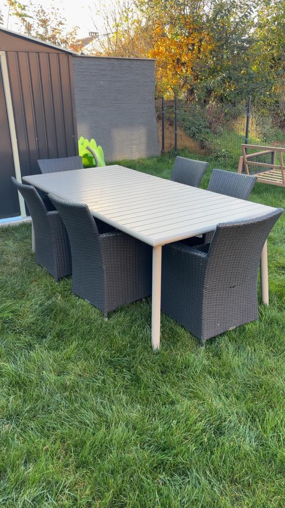 Tuintafel en -stoel, Tuin en Terras, Tuinsets en Loungesets, Gebruikt, Loungeset, Aluminium, 8 zitplaatsen, Stoel, Ophalen