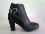 Bottines noires aspect daim et cuir, Noir, Envoi, Boots et Botinnes, Neuf