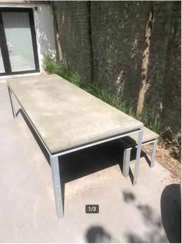 design galva tuintafel + zitbank beschikbaar voor biedingen