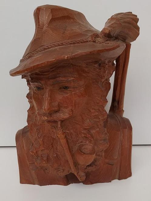 houten beeldje jager met pijp, Antiek en Kunst, Kunst | Beelden en Houtsnijwerken, Ophalen of Verzenden