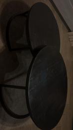 Zwarte houten salon tafel 2delig, Huis en Inrichting, Ophalen, Gebruikt, Rond
