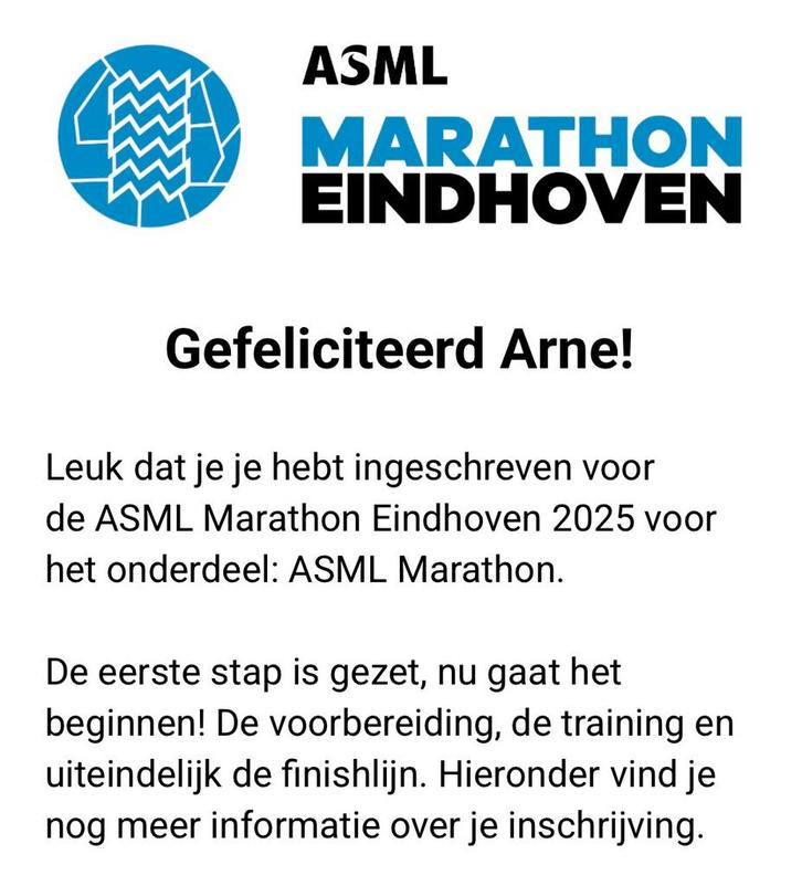 Ticket Marathon ASML Eindhoven (12/10), Tickets en Kaartjes, Evenementen en Festivals, Eén persoon