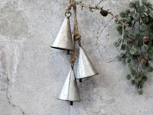 Stoere zinken bellen set/3 aan touw Kerst, Diversen, Kerst, Nieuw, Ophalen of Verzenden