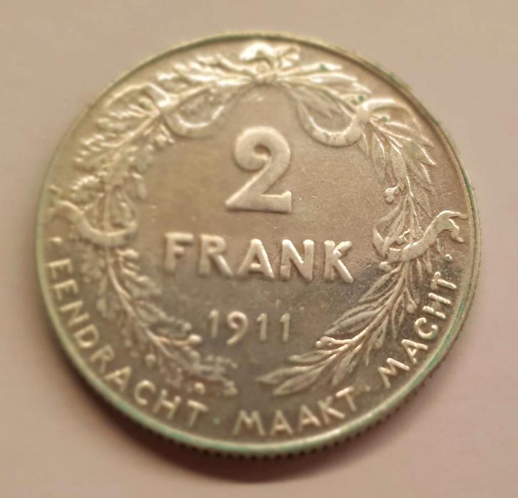 2 francs - Albert Ier en néerlandais 1911, Postzegels en Munten, Munten | België, Zilver, Zilver, Ophalen of Verzenden