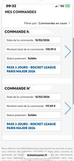 Rocket League RLCS MAJOR PARIS TICKET, Tickets & Billets, Une personne
