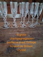 9 champagneglazen crystal Arnaud De Brissac, Collections, Verres & Petits Verres, Enlèvement
