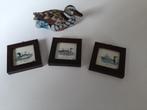 3 cadres de canards et 1 canard en bois peint(lot pour 10 €), Ophalen of Verzenden, Zo goed als nieuw