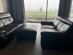 Lederen zetels met poef. 2- en 3-zit, Huis en Inrichting, Ophalen, Gebruikt, Leer
