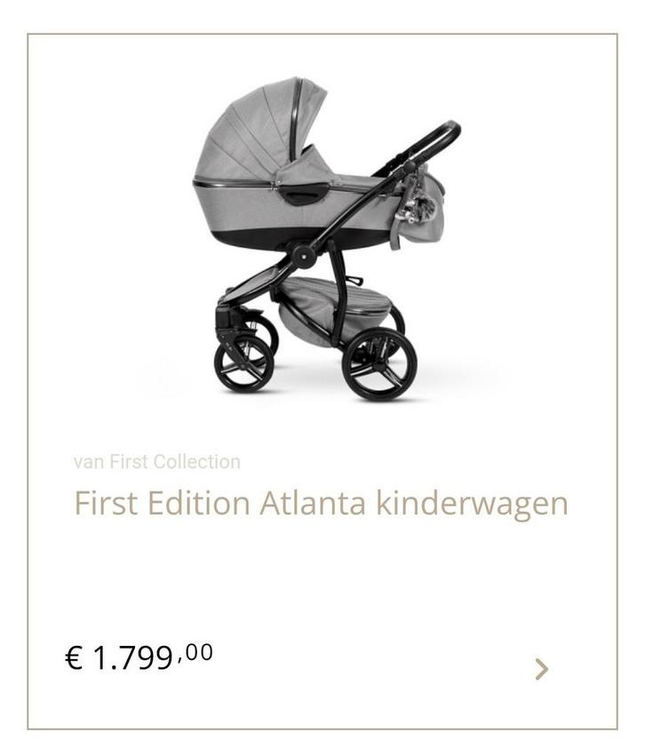 First Atlanta Black kinderwagen compleet alle opties!, Kinderen en Baby's, Kinderwagens en Combinaties, Zo goed als nieuw, Kinderwagen