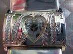 MONTRE DAME GUESS "LOVE" NEUVE avec coeur et strass, Leer, Staal, Guess, Polshorloge