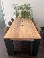Stijgerhouten eettafel met zwarte poten, Huis en Inrichting, Tafels | Eettafels, Ophalen, Gebruikt