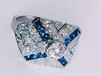 Belle Epoque platinum ring met diamanten en saffieren, Handtassen en Accessoires, Ringen, Overige materialen, Overige kleuren