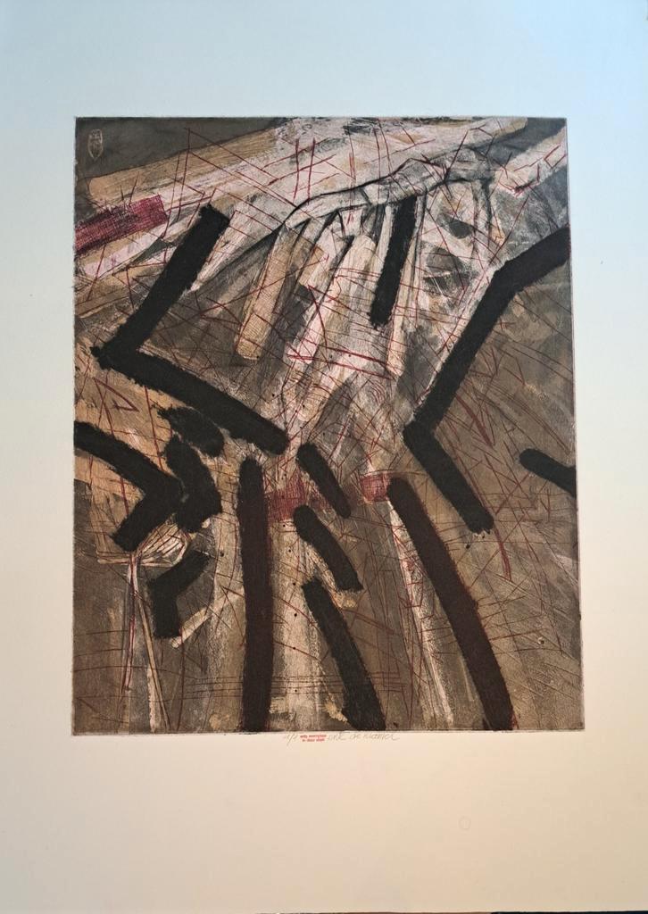 DE KRAMER Enk "Compositie" kleurets en aquatint - enig stuk, Antiek en Kunst, Kunst | Etsen en Gravures, Ophalen of Verzenden