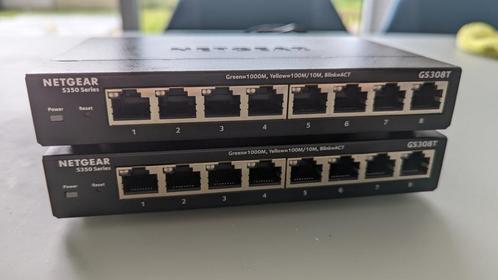 2 Switchs Netgear GS308T V1 - 8 ports Gigabit, Computers en Software, Netwerk switches, Gebruikt, Ophalen of Verzenden