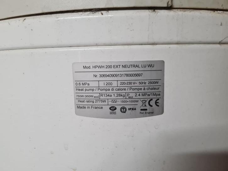 Pompe à chaleur / chauffe-eau thermodynamique, Bricolage & Construction, Chauffage & Radiateurs, Utilisé, Autres types, 80 cm ou plus