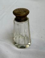 Antiek Zoutvaatje in glas en metaal verzilverd, Ophalen of Verzenden