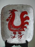 sixties design keramiek André Sprankenis rode haan schaal, Antiek en Kunst, Ophalen of Verzenden