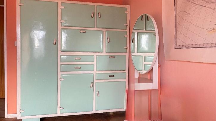 vintage, Huis en Inrichting, Kasten | Wandmeubels, Met lade(s), Met deur(en), Met klep(pen), Met plank(en), Met hangruimte, Eikenhout