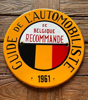 ❌ SOLD / VENDU plaque émaillée GUIDE DE L'AUTOMOBILISTE 1961