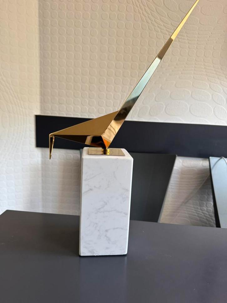 Oiseau origami design / acier et marbre, Antiquités & Art, Art | Objets design, Enlèvement