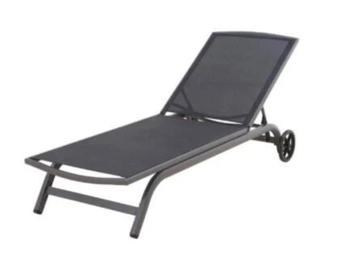 Garden Plus Tulsa ligbed donkergrijs, Jardin & Terrasse, Chaises longues, Comme neuf, Aluminium, Enlèvement