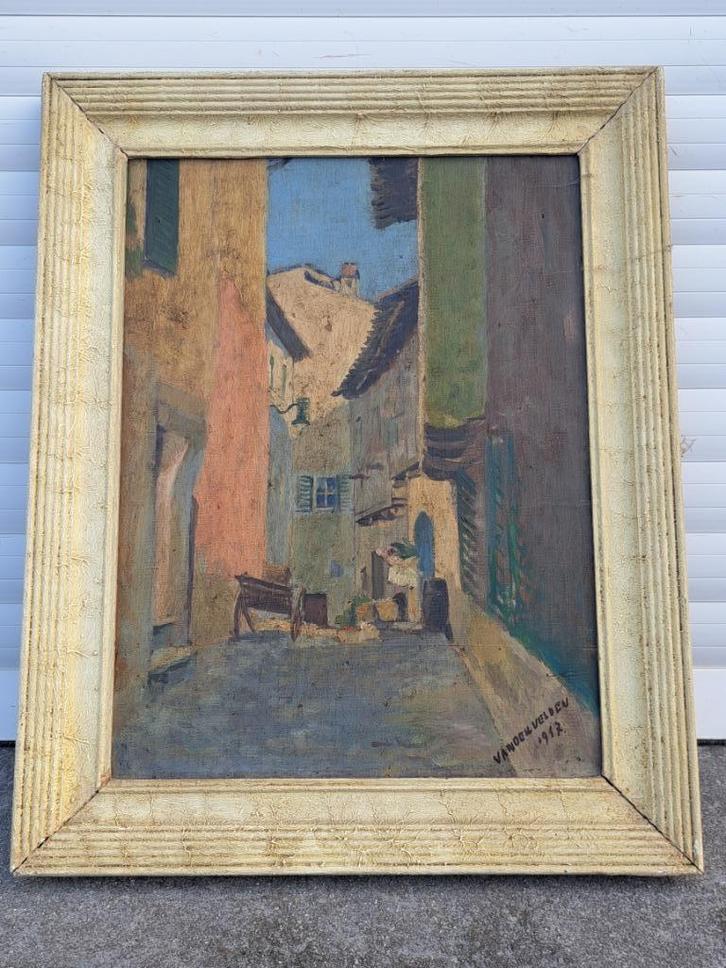 huile sur panneau cagnes mer signe vandervelden, Antiek en Kunst, Kunst | Schilderijen | Klassiek, Ophalen of Verzenden