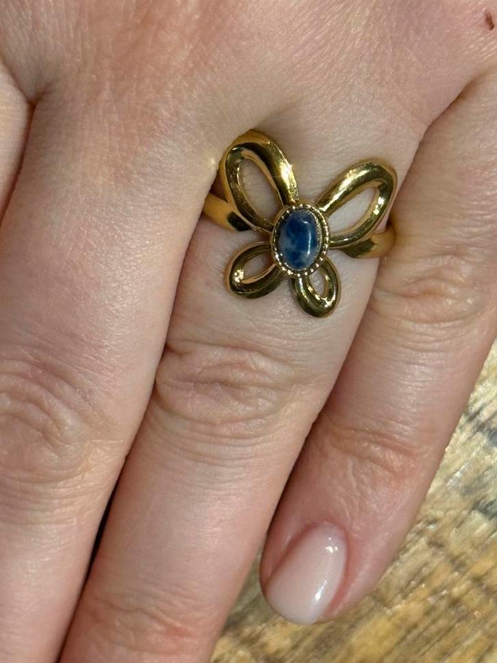 Nieuwe verstelbare RVS ring, Bijoux, Sacs & Beauté, Bagues, Neuf, Femme, Or, Fer ou Acier, Avec pierre précieuse, Enlèvement ou Envoi