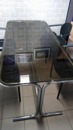 Glazen tafel met chrome onderstel + 4 stoelen, Ophalen, Tafel