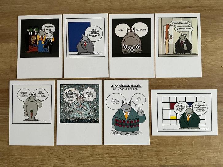 P. Geluck, de Kat, serie van 16 CP, Klet & Ko. Zie foto's, Verzamelen, Postkaarten | Themakaarten, Ongelopen, 1980 tot heden, Overige thema's