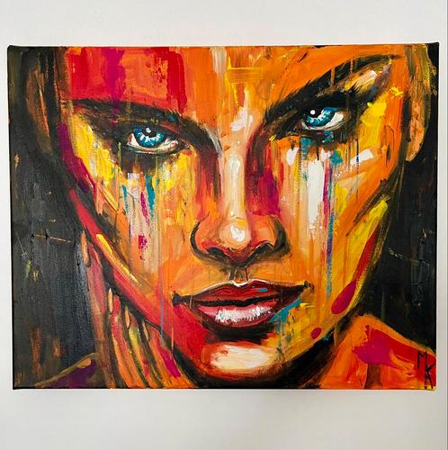 Modern opvallend kleurrijk schilderij Mk Art, Antiek en Kunst, Kunst | Schilderijen | Modern, Ophalen of Verzenden