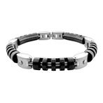 Tweekleurige roestvrij stalen mannenarmband - OP=OP!, Ophalen of Verzenden, Nieuw, Staal
