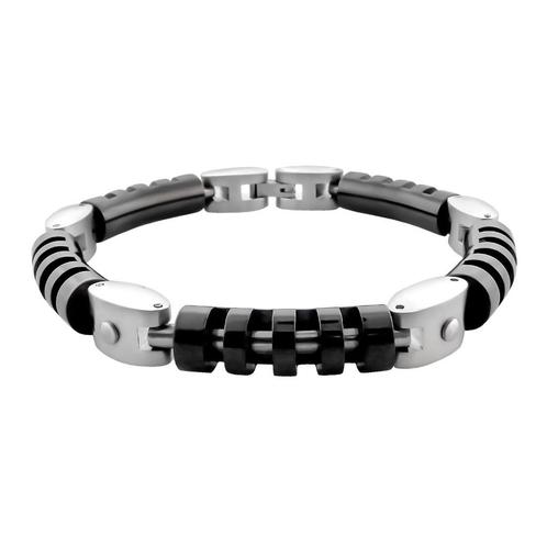Tweekleurige roestvrij stalen mannenarmband - OP=OP!, Handtassen en Accessoires, Armbanden, Nieuw, Staal, Ophalen of Verzenden