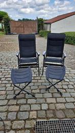 2 camping vouwstoelen met voetenbankje, Ophalen, Zo goed als nieuw