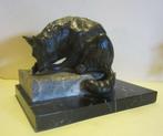 Oud bronzen beeld; vos op steen, brons, perfecte staat!, Antiek en Kunst, Brons, Verzenden