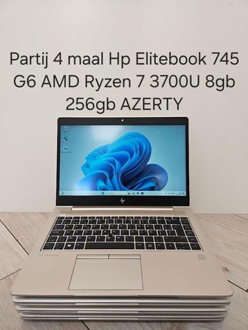 Partij 4 x Hp EliteBook 745 G6 AMD Ryzen 7 3700U 8gb 256gb