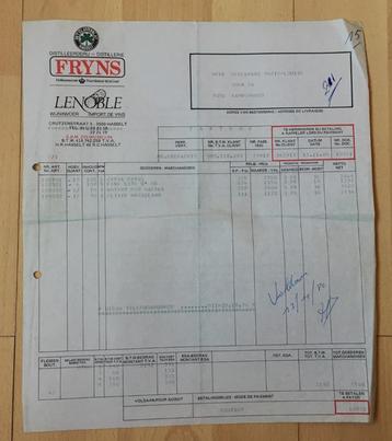 FACTUUR 1980  FRIJNS DISTILLERIE HASSELT beschikbaar voor biedingen