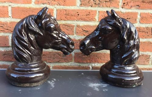 set/2 têtes de cheval, têtes de pieu en aluminium, Antiquités & Art, Art | Sculptures & Bois, Enlèvement ou Envoi