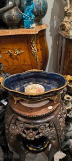 Limoges kobalt porselein met bronze schaal, Ophalen of Verzenden